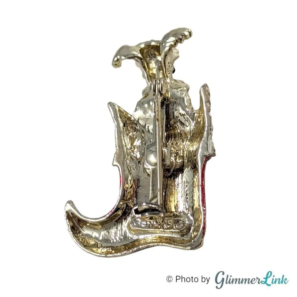 Vintage Gerry's Puppy Dog Christmas Stocking Light Gold Tone Brooch Pin